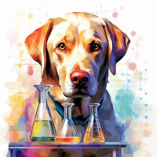 Laboratory illustration in the style of Impressionistic Art, on white background