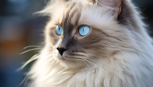 A cat with blue eyes in the style of Pont-Aven school
