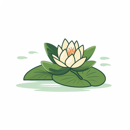 Minimalist lily pad illustration on white background