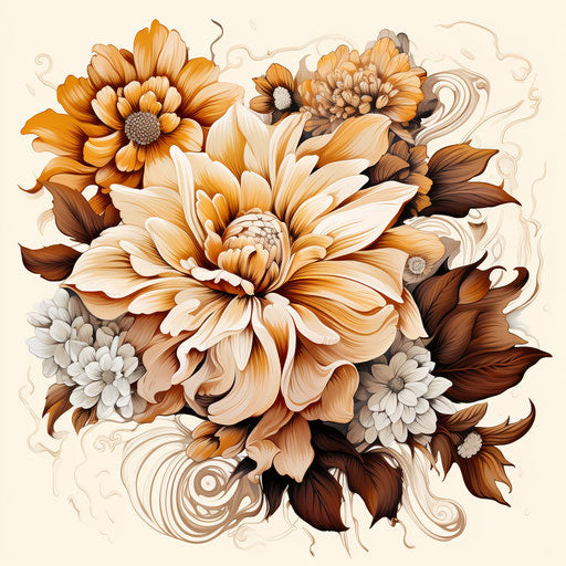 Beautiful floral design, hand-drawn style, inspired tattoo