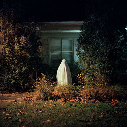 A ghostly figure in an autumn garden