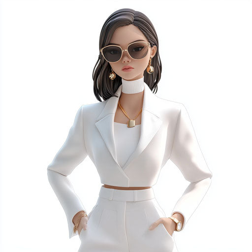 3D fashion in photo realistic style with flat white background, isolated clipart