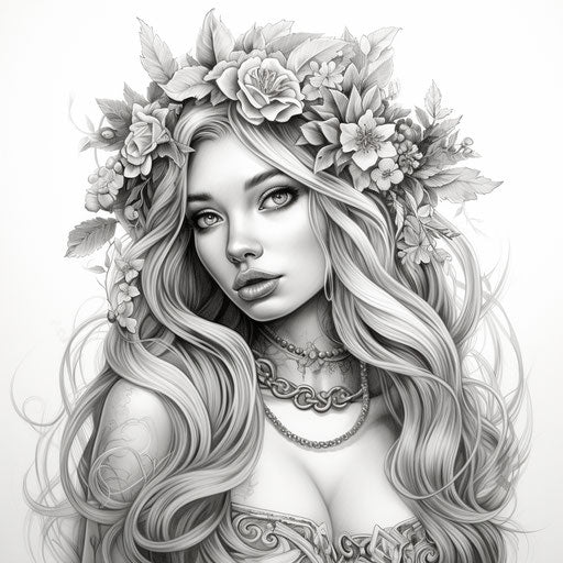 Beautiful girl with long hair in fancy dress, meticulous style