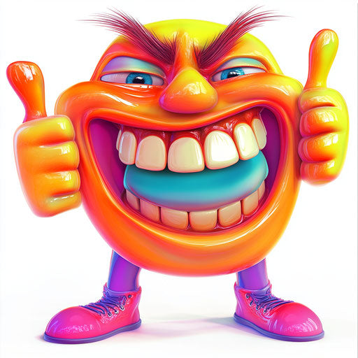 Humorous caricature of a laughing caricature with human traits