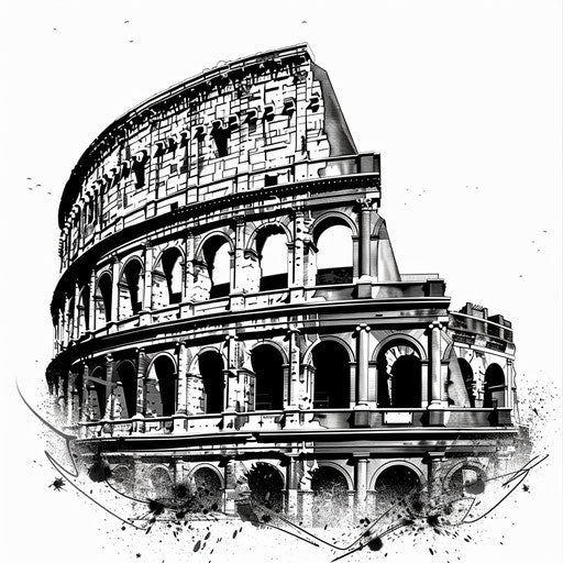 Vintage tattoo design with the Colosseum in Rome