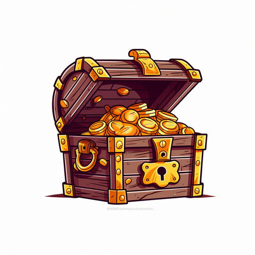 Treasure chest in Minimalist style, on white background