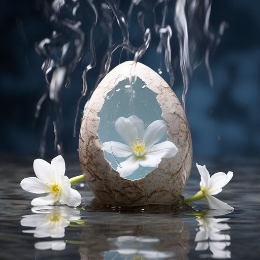 Serene mood: flower in an egg