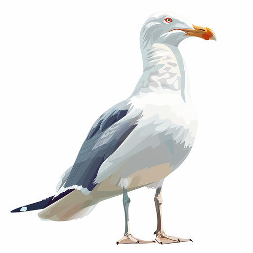Seagull clipart in a photo realistic style on flat white background