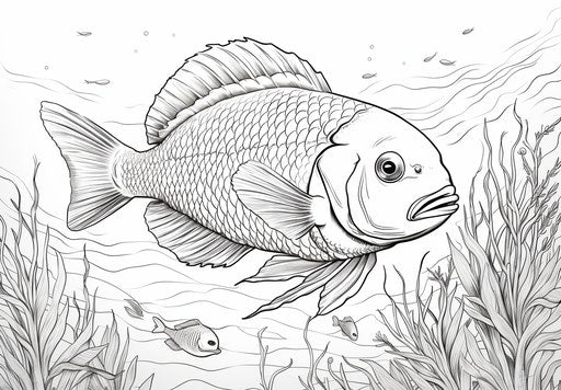 Underwater fish in aquarium coloring pages