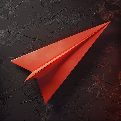 Paper airplane on random background with realistic metallic sheen