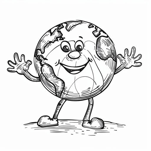 Cartoon Earth waving hello