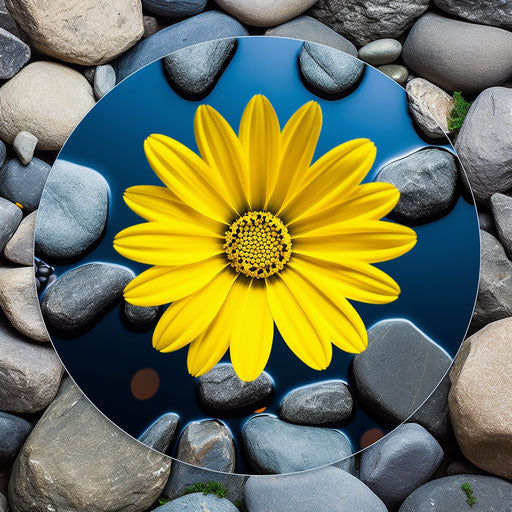 Attractive yellow flower on a jumbo wall sticker in c-mount style