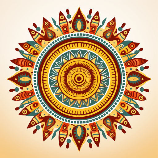Round decorative ornament of Indian festival or tribal art