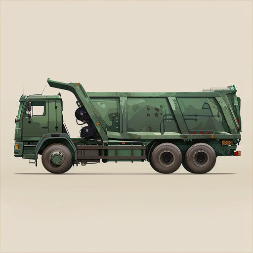 Garbage truck clipart in photo realistic style with random background
