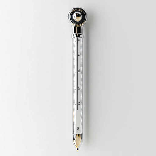 3D thermometer in realistic style on flat white background