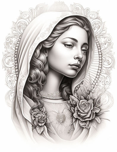 Radiant Virgin Mary Tattoo Art Set