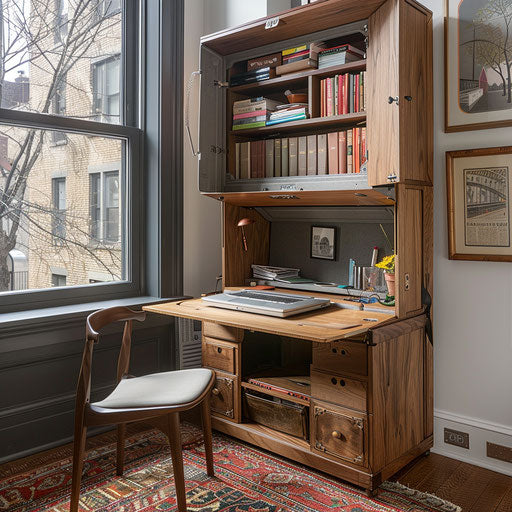 Compact home office with convertible desk