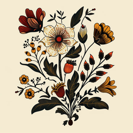 Folk clipart style flat tattoo sketch of March birth flowers