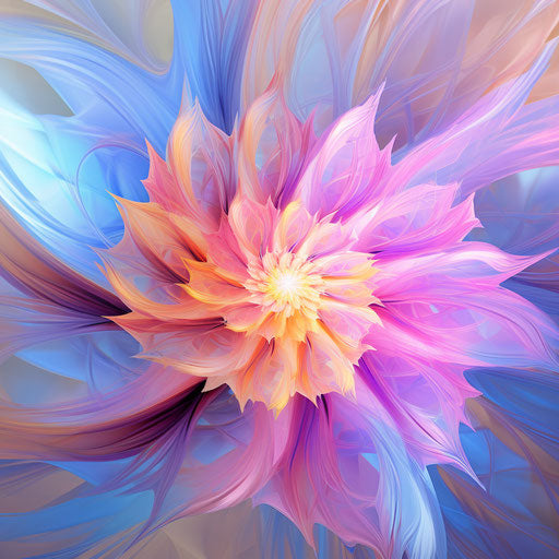 Colorful pink and purple fractal flower on canvas