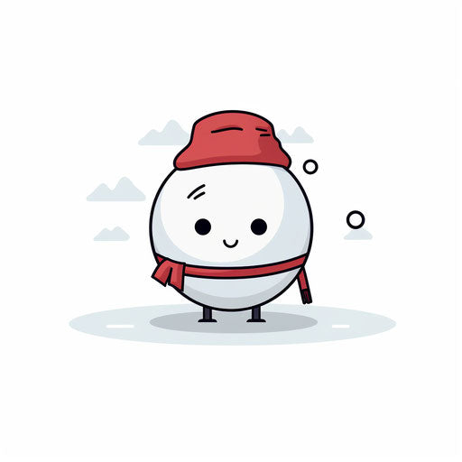 Minimalist snowball illustration, on white background
