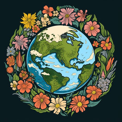 Earth with flowers poster