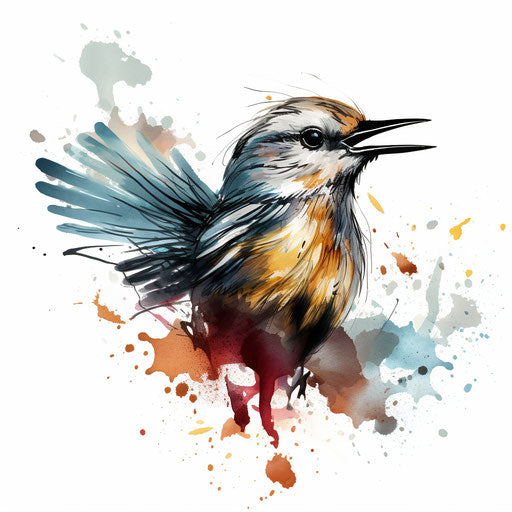 Bird clipart in the style of Chiaroscuro Art, on white background