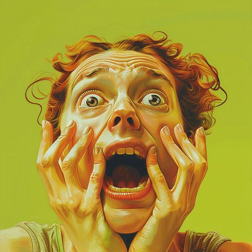 Scared clipart in a photo realistic style on flat chartreuse background