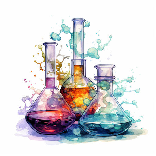 Chemistry clipart in the style of Oil painting, on a white background