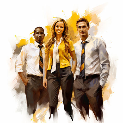 Team artwork in the style of Impressionistic Art, on white background