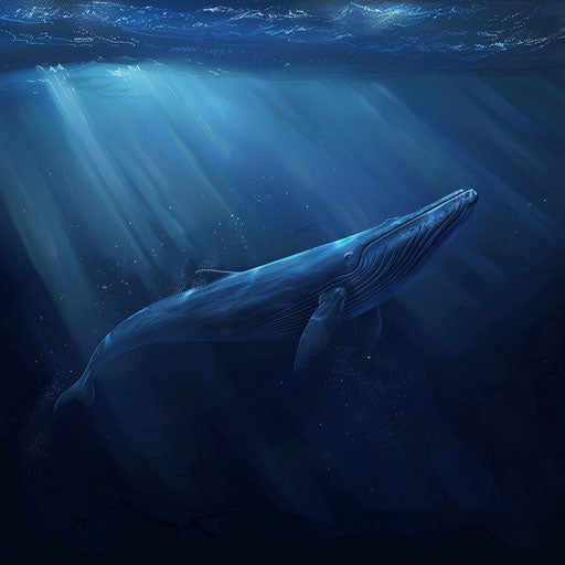 Blue whale swimming gracefully in the ocean