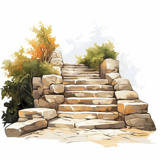 Steps in the style of Oil painting