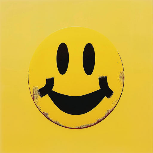Yellow smiling face with black letters