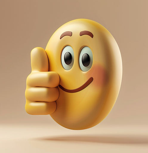 Thumb up magnified, ornamental style, yellow