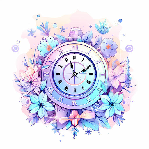 Happy New Year clipart in the style of Pastel Colors Art, on white background