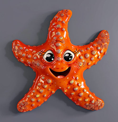 Orange starfish in cartoon character style