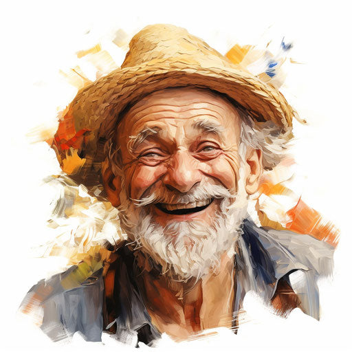 Joyful illustration in the style of oil painting, on a white background
