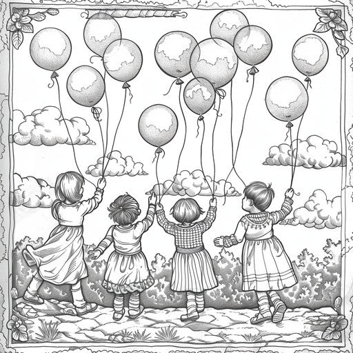 Children releasing balloons into the sky