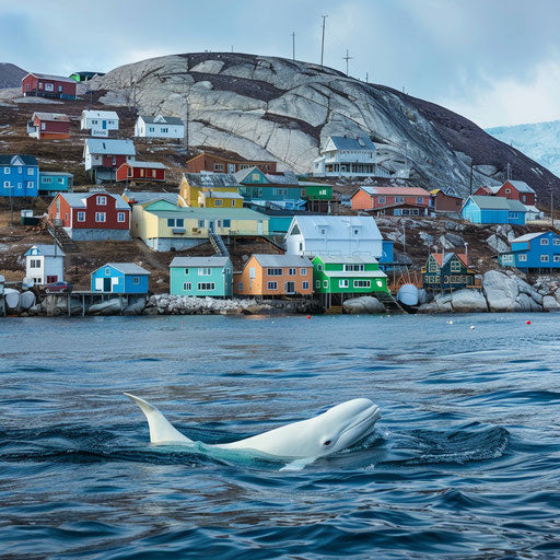 Encounter of the white whale and the Inuit village