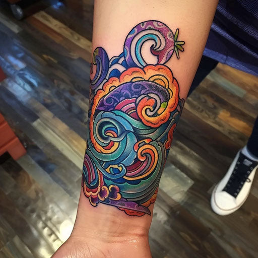 Wrist tattoos for women with vibrant colors