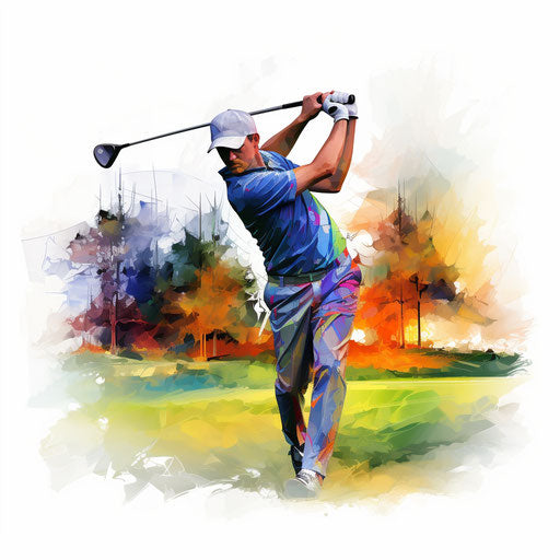 Golf clipart in the style of Impressionistic Art, on white background