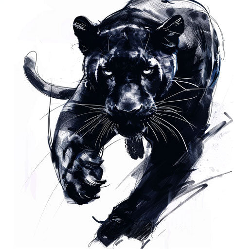 Sleek black panther tattoo design ready to attack