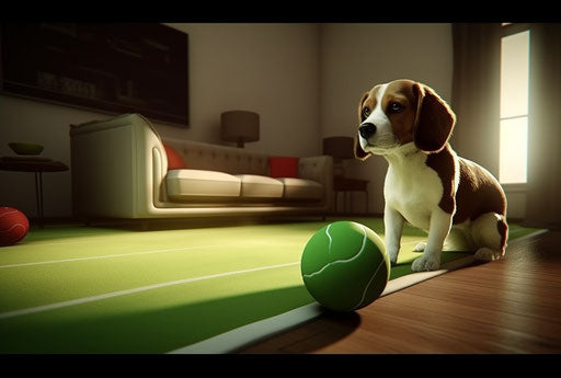 Beagle with tennis ball playing in house, #screenshotsaturday style, innovating techniques 34:23