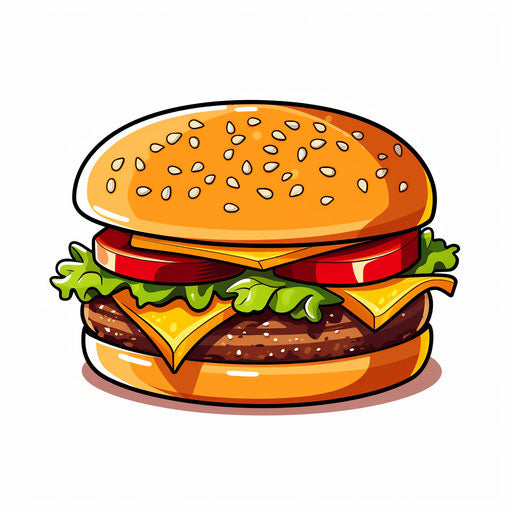 Minimalist style cheeseburger clipart on white background