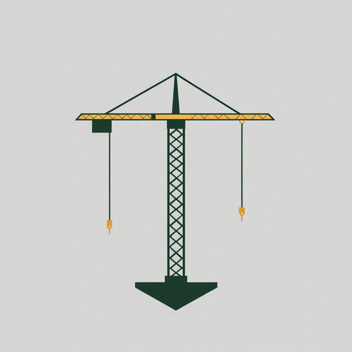 Professional construction company logo with stylized tower crane design, sleek sans-serif typography, fresh green and gold palette, isolated on flat gray background.