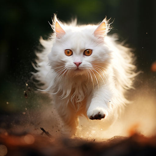 White cat on the run