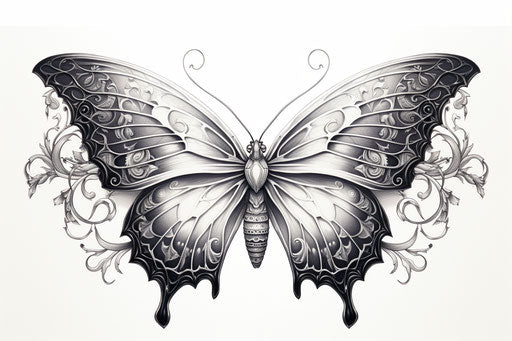 Butterfly with skull outline, detailed illustration