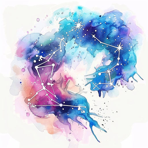 Watercolor sketch of Cancer constellation tattoo