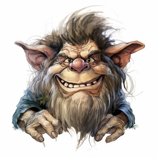 Troll clipart in the style of Oil painting on white background