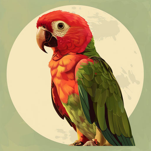 Realistic parrot illustration on a flat random background