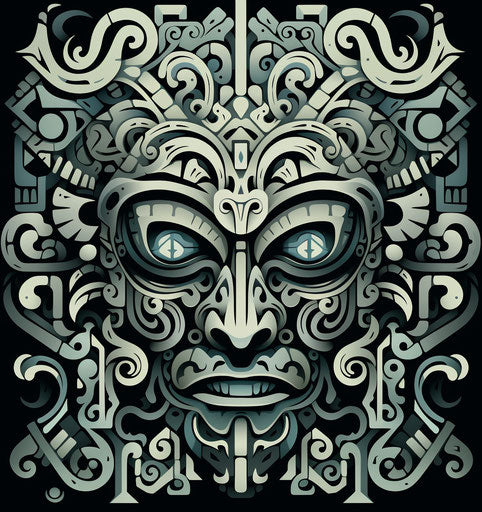 Abstract geometrical design with tribal ornaments, flowing lines